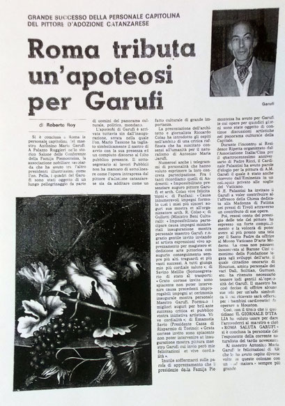 Articoli di giornale e Recensioni Critiche del Maestro Antonino Maria Garufi