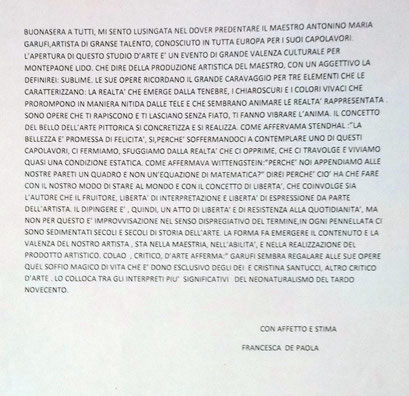 Articoli di giornale e Recensioni Critiche del Maestro Antonino Maria Garufi