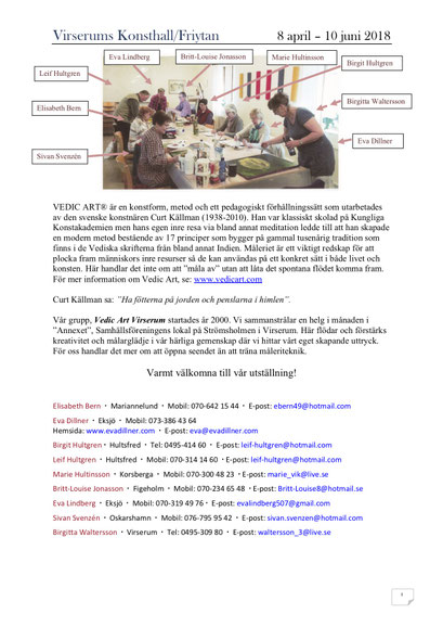 Vedic Art Virserum, Group Show Virserums Art Museum 2018