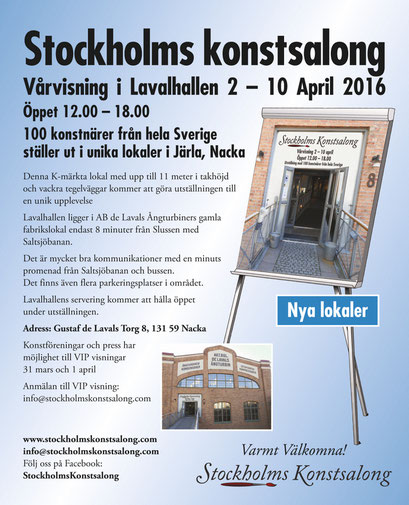 Stockholms konstsalong. Juried exhibition w/ 100 artists. 2016