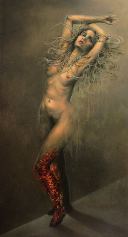 "Jeanne.Am Abgrund" / Öl auf Leinwand / 150 cm x 80 cm