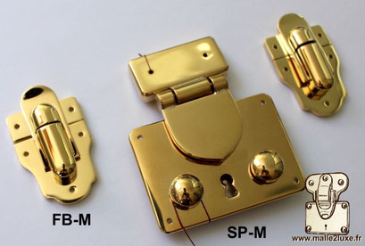 FB-M solid brass latch for luxury trunk manufacturing.