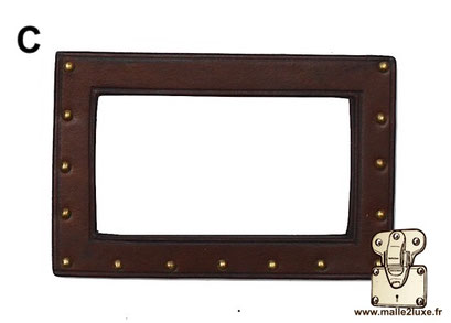 Porte étiquette pour malle en cuir pleine fleur - Couleur : Marron foncé (C)