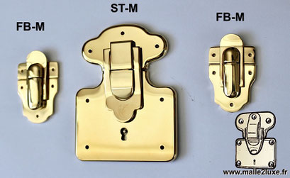 Medium FB-M solid brass latch for wooden boxes and trunks.