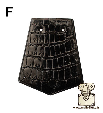 Poignée tirette intérieur cuir pour malle dressing / wardrobe - couleur : Crocodile noir brillant (F) Edition limitée