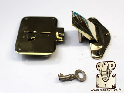 Original Moynat STC-M antique brass suitcase lock, collector's hardware.
