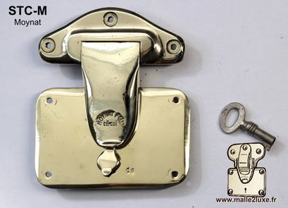 Vintage Moynat solid brass lock for trunks and suitcases, authentic original part.