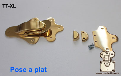 Extra large TT-XL polished solid brass latch for premium trunks.