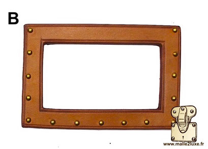 Porte étiquette pour malle en cuir pleine fleur - Couleur : Marron clair (B)
