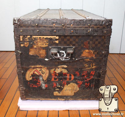 Louis Vuitton mail trunk, brand of authentic old hotel labels