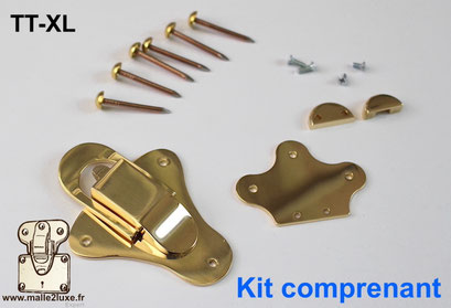 Malle2luxe TT-XL solid brass latch with complete mounting kit.