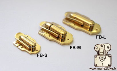 FB-M solid brass trunk latch for trunks, suitcases, and boxes.
