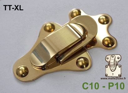 Malle2luxe TT-XL solid brass latch with complete mounting kit.