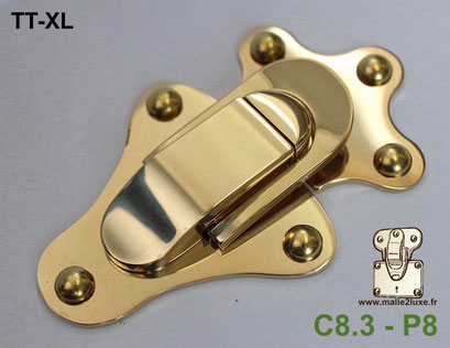 Malle2luxe TT-XL solid brass latch with complete mounting kit.