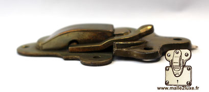 Old stock FDM-M trunk latch in brass-plated zamak and solid brass.