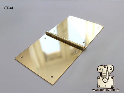 Extra large CT-XL polished solid brass hinge with six-knuckle design.