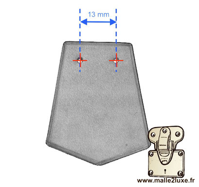 Plan de perçage poignée tirette intérieur de malle dressing