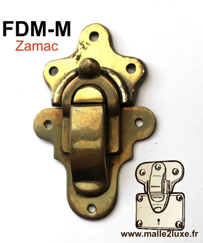 Fermoir FDM-M ancien stock en zamak laitonné, modèle des années 1960.