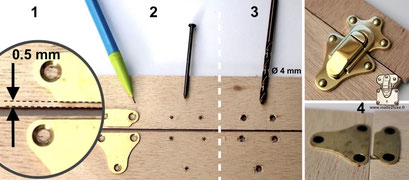Petit fermoir TV-S en laiton massif à fixation par vis pour malle et coffret.