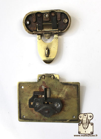 Goyard STC-M antique trunk lock in solid brass, genuine collector hardware.