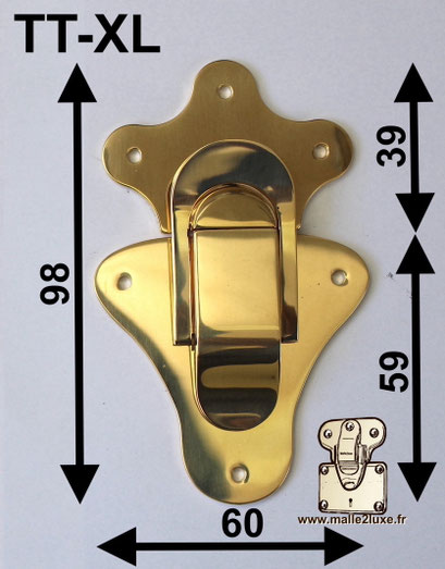 Malle2luxe TT-XL solid brass latch with complete mounting kit.