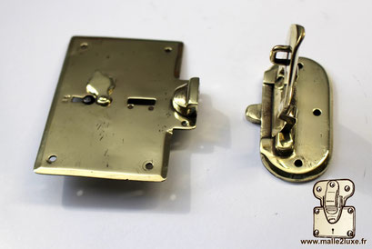 Original Goyard STC-M antique brass suitcase lock, collector's hardware.