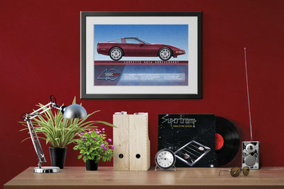 A look of the personalized printed drawing nicely framed in a decoration context