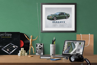 When nicely framed with a black frame with white mattes, let you hang your car drawing on any wall color.