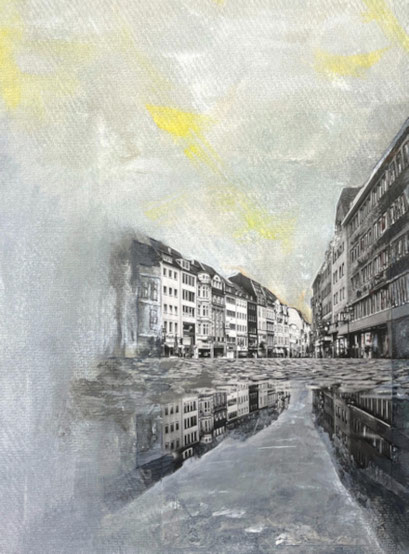 Bonner Orte 6, 30x40cm, Acryl auf Fotodruck, 2022