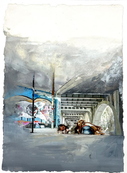Parallelwelt 7, 30x40cm, Acryl auf Fotodruck, 2022