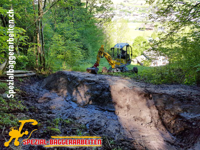 Spezial-Baggerarbeiten Adrian Krieg GmbH  Telefon 079 586 32 47 Bachverbau Bachsanierung Bachumleitung Uferbau Ufersanierung Renaturierung Biotop Böschungssanierung