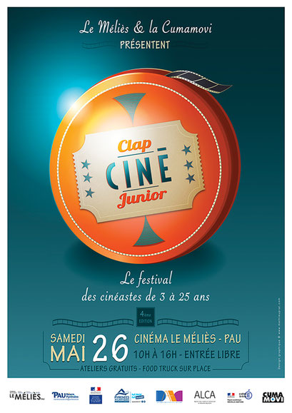 CLAP CINÉ Festival des jeunes cinéastes des Pyrénées-Atlantiques organisé par la Cumamovi & le cinéma Le Méliès de Pau   Création des identités visuelles du festival depuis sa création.    Réalisations graphiques des affiches, programmes et de l'ensemb