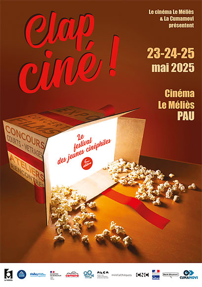 CLAP CINÉ Festival des jeunes cinéastes des Pyrénées-Atlantiques organisé par la Cumamovi & le cinéma Le Méliès de Pau   Création des identités visuelles du festival depuis sa création.    Réalisations graphiques des affiches, programmes et de l'ensemb