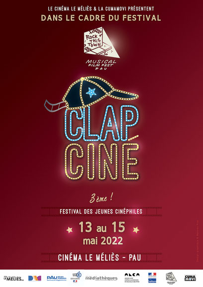 CLAP CINÉ Festival des jeunes cinéastes des Pyrénées-Atlantiques organisé par la Cumamovi & le cinéma Le Méliès de Pau   Création des identités visuelles du festival depuis sa création.    Réalisations graphiques des affiches, programmes et de l'ensemb