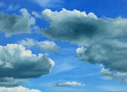 <b>Wolkenlandschaft 6</b><br>Öl/Malkarton | 2009 | 13 x 18 cm