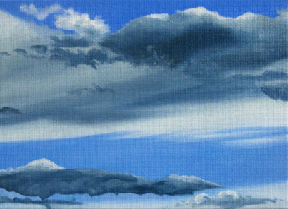 <b>Wolkenlandschaft 8</b><br>Öl/Malkarton | 2009 | 13 x 18 cm<br><small>(Privatbesitz)