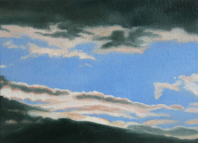 <b>Wolkenlandschaft 32</b><br>Öl/Malkarton | 2009 | 13 x 18 cm