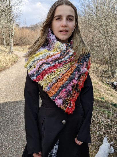 Echarpe/châle tricotées main - Fibres véganes - Cruelty free