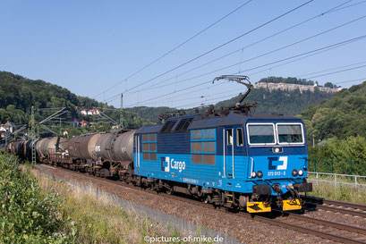 3.7.2015 in Königstein mit einem gemischten Güterzug