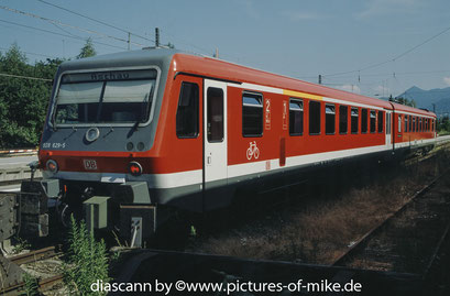 628 629 am 26.6.2002 mit RB 31187 Prien -Aschau in Prien am Chiemsee