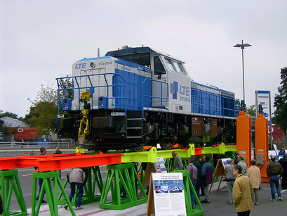 LTE 2170 001 am 29.9.2002 auf der InnoTrans in Berlin (G1700-2 BB Vossloh 2002 / Fabriknummer 1001153)