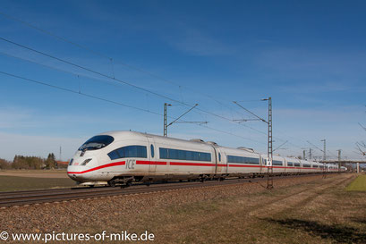 403 006 "Fürth" am 5.3.2018 bei Graben-Neudorf als ICE 103 Hannover-Hbf - Basel-SBB