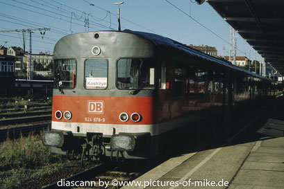 624 678 am 6.9.2004 als RB 26 (Zug 5817) nach Kostrzyn / PL in Berlin Lichtenberg.