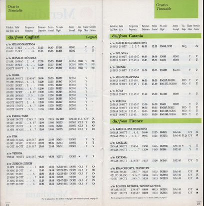 Orario Meridiana 1993 - stagione estiva - Credit: airline timetable images