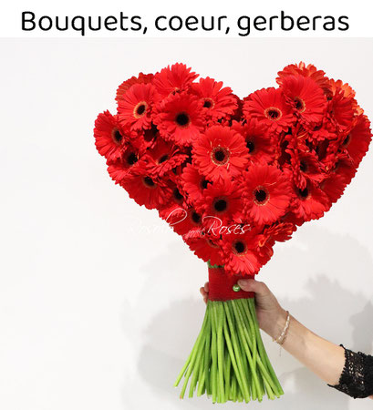 Bouquets forme coeur, gerbera