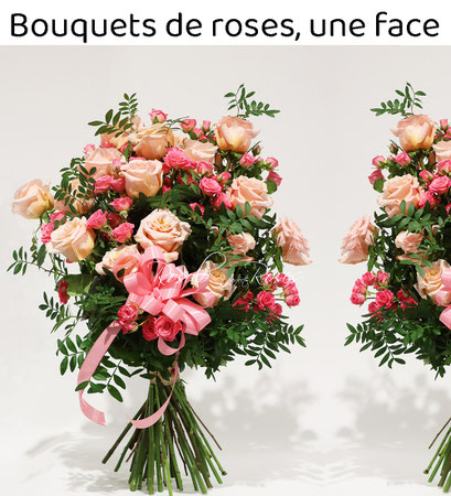 Bouquets de roses, une face