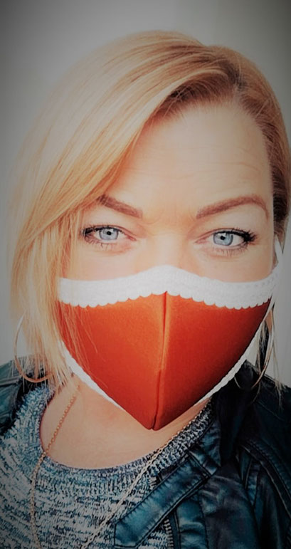 Trendfarbe 2020 - hochwertige Damen Maske, Mund-Naenbedeckung_orange inkl. Filter