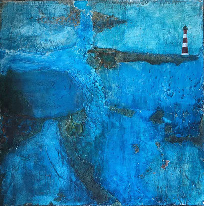 Leuchtturm   ...   Steinmehle und Tusche auf Leinwand   ...   60 x 60 cm