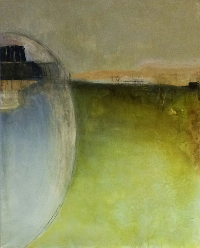 Land unter Wachs   ...   Acryl und Wachs auf Leinwand   ...   80 x 100 cm