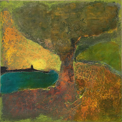 Mondschein   ...   Acryl, Steinmehle und Lack auf Leinwand   ...   60 x 60 cm